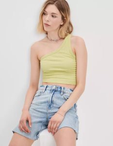 American Eagle AE One-Shoulder Muskelshirt Damen Hellgrün | KRISO3605