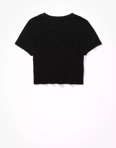 American Eagle AE Open-Back Baby Tee T-shirts Damen Schwarz | GOAUL0431