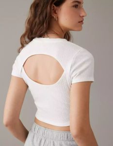 American Eagle AE Open-Back Baby Tee T-shirts Damen Weiß | IZMQP9204
