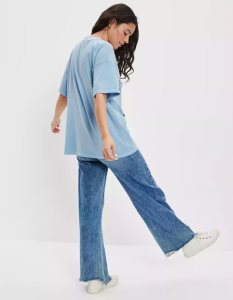 American Eagle AE Oversized Americana Coca Cola Graphic Tee T-shirts Damen Hellblau | ZJTKU7908