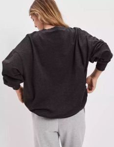 American Eagle AE Oversized Graphic T Shirt Damen Schwarz | BCHFM5086