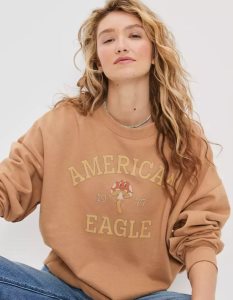 American Eagle AE Oversized Graphic T Shirt Damen Braun | KASIW0468