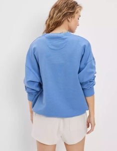 American Eagle AE Oversized Graphic T Shirt Damen Blau | SRZIL9356