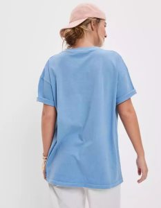 American Eagle AE Oversized Graphic Tee T-shirts Damen Blau | JLCTX6942
