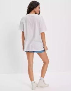 American Eagle AE Oversized Mustang Graphic Tee T-shirts Damen Weiß | GENTK1940