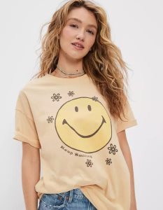 American Eagle AE Oversized Smiley Graphic Tee T-shirts Damen Mehrfarbig | JGFTO7058