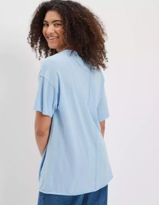 American Eagle AE Oversized Tee T-shirts Damen Blau | CBDQT3985