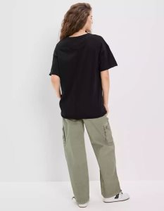 American Eagle AE Oversized Tee T-shirts Damen Schwarz | VBNPO2460