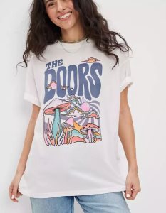 American Eagle AE Oversized The Doors Graphic Tee T-shirts Damen Weiß | RNSAG8036