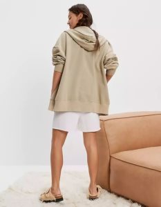 American Eagle AE Oversized Zip-Up Hoodie Damen Olivgrün | LTNVX2591