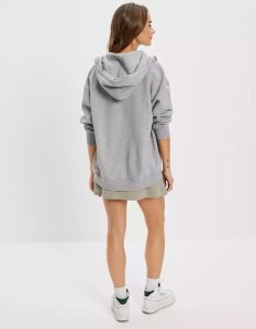 American Eagle AE Oversized Zip-Up Hoodie Damen Grau | SUYMB5938