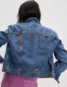 American Eagle AE Pride Klassische Denim Jacken Damen Waschen | IUWVJ5476
