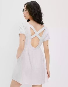 American Eagle AE Puff-Sleeve Minikleid Damen Weiß | IFDRX7925