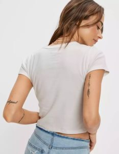 American Eagle AE Queen Graphic Baby Tee T-shirts Damen Weiß | CABIK6589