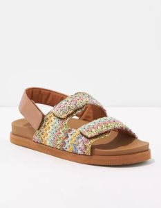 American Eagle AE Raffia Slingback Sandalen Damen Mehrfarbig | PGUNV3840