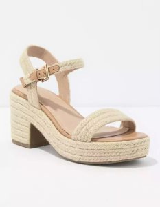 American Eagle AE Riemchen Block Heel Sandal Keilabsatz Damen Beige | UOSMF0372