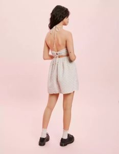 American Eagle AE Ruched Cut-Out Halter Minikleid Damen Weiß | WSONU4927