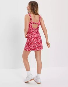 American Eagle AE Ruched Mesh Slip Minikleid Damen Rosa | ECYFT1976