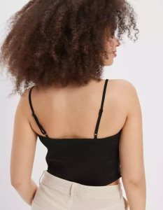 American Eagle AE Silky Cut-Out Cami Hemd Damen Schwarz | HEAKG4576
