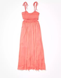 American Eagle AE Silky Ruched Midi-kleid Damen Koralle | AEYHT1603