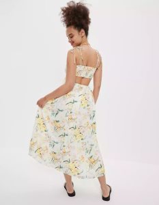 American Eagle AE Silky Ruched Midi-kleid Damen Weiß | VYLMF8312