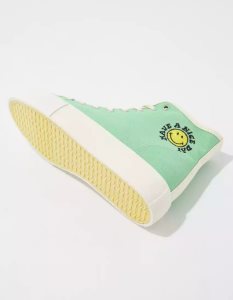 American Eagle AE Smiley Canvas Plattform High-Top Sneakers Damen Grün | YGWLV0147