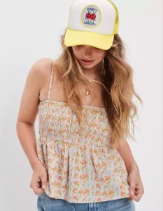 American Eagle AE Smocked Babydoll Tube Top Hemd Damen Orange | VJYWK9081