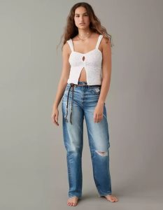 American Eagle AE Smocked Cami Hemd Damen Weiß | BWOIE5173
