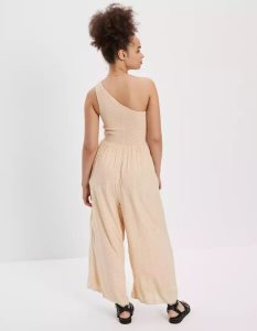 American Eagle AE Smocked One-Shoulder Overall Damen Weiß | FKNOI1386