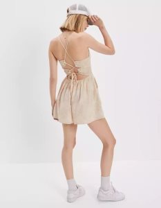 American Eagle AE Smocked Romper Overall Damen Orange | HQNCX9210