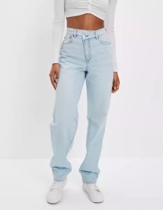 American Eagle AE Strigid Highest Taille Crossover Baggy Gerade Jeans Damen Indigo | RQKWA5230