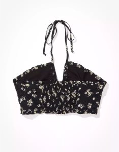American Eagle AE Super Cropped V-Neck Halter Top Hemd Damen Schwarz | MANLK4561