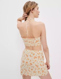 American Eagle AE Super Cropped V-Neck Halter Top Hemd Damen Orange | XRNFH0645