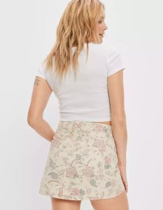 American Eagle AE Super High-Waisted Floral Mini GolfSkirts Damen Weiß | ZRYQH3510