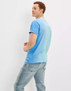 American Eagle AE Super Soft Dip-Dye T-shirts Herren Helltürkis | RNGIL2369