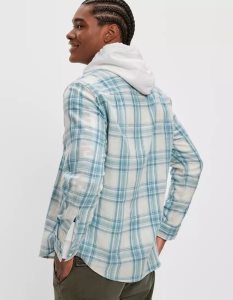 American Eagle AE Super Soft Everyday Plaid Button-Up Shirt Flanell Tops Herren Türkis | HOGJV0318