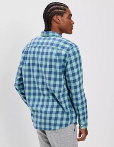 American Eagle AE Super Soft Everyday Plaid Button-Up Shirt Flanell Tops Herren Türkis | MGRLU0638