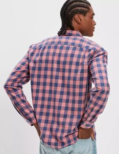 American Eagle AE Super Soft Everyday Plaid Button-Up Shirt Flanell Tops Herren Rosa | WIKTA6217