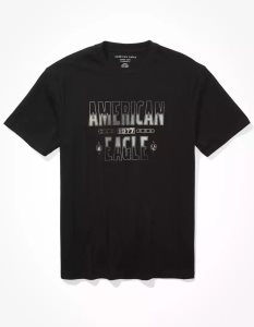 American Eagle AE Super Soft Graphic T Shirt Herren Schwarz | IHNPG5014