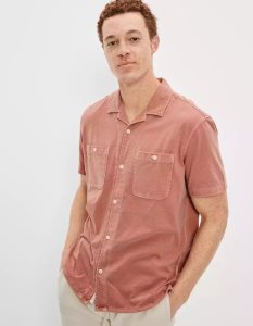 American Eagle AE Super Soft Knit Button-Up Shirt Flanell Tops Herren Rot | WRKUA3596