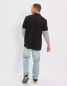 American Eagle AE Super Soft Legend Pique Polo Shirts Herren Schwarz | VPEJW5628