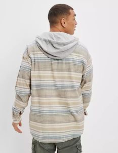 American Eagle AE Super Soft Mit Kapuze Beach Flannel Sweatshirts Herren Khaki | GTFKD7410