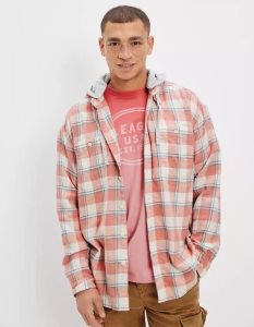 American Eagle AE Super Soft Mit Kapuze Beach Flannel Sweatshirts Herren Orange | TECFO7389