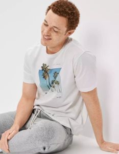 American Eagle AE Super Soft Photoreal Graphic T Shirt Herren Weiß | NMRIK0421