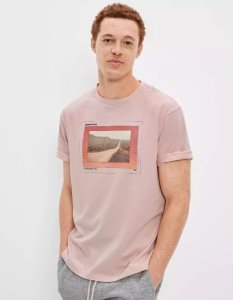 American Eagle AE Super Soft Photoreal Graphic T Shirt Herren Rosa | UTZHD2810