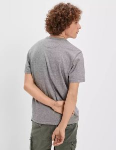 American Eagle AE Super Soft Slub Henley T-shirts Herren Grau | PRKTD2710
