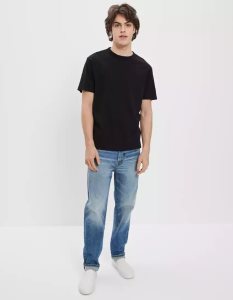American Eagle AE Super Soft Slub T-shirts Herren Schwarz | OJPAK9163