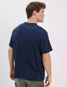 American Eagle AE Super Soft Slub T-shirts Herren Navy | STCEO8602