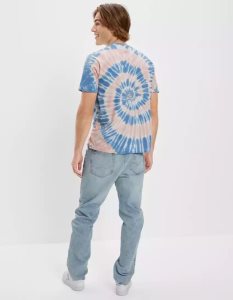 American Eagle AE Super Soft Tie-Dye MTV Graphic T-shirts Herren Blau | VMEJF4507