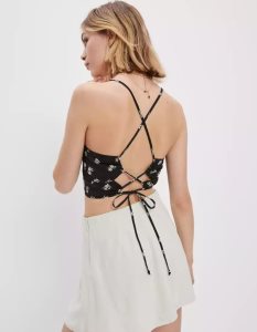 American Eagle AE Tie-Back Cami Hemd Damen Schwarz | LXAEC7641